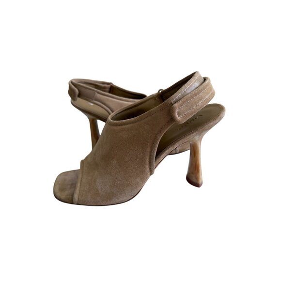 VINCE Tan Suede Marbled Horn Heel Slingback Sandals Size 41 / US 10 - Picture 9 of 9